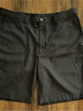 Cool 18 Pro Mens 38 Shorts Navy Plaid Golf Stretch Athletic Adjustable Waist